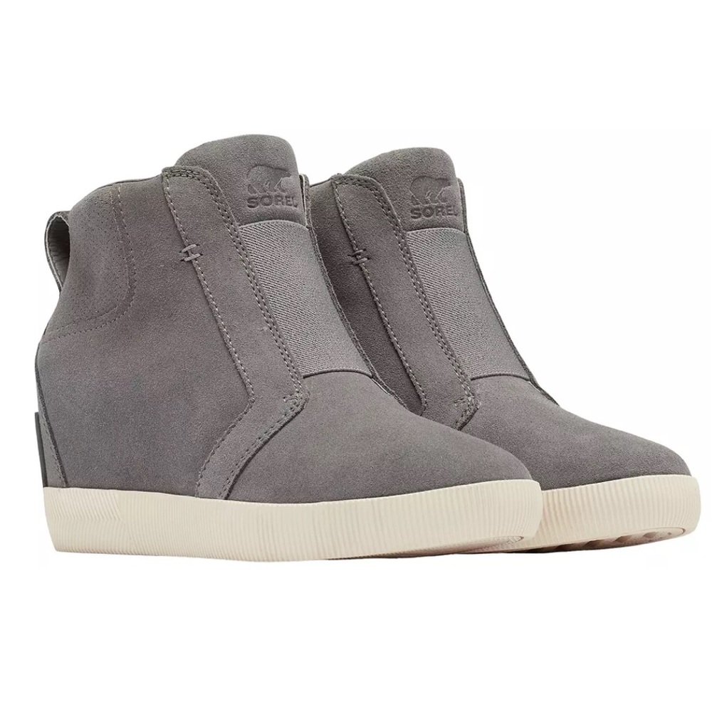 SOREL Out N About pull on wedge bootie Quarry/Sea salt gray